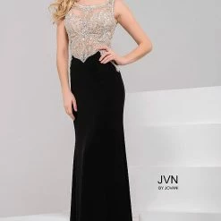 In Stock Jovani JVN45326 Black Nude Size 00 Prom Dress Embellished Jersey Evening Gown 9 In Stock Jovani JVN45326 Black Nude Size 00 Prom Dress Embellished Jersey Evening Gown