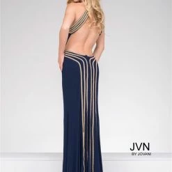 In Stock Jovani JVN 45563 Size 2 Navy Prom Dress Long Backless High Neck Formal Gown