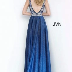 In Stock Jovani JVN4608 Size 4 Ombre Shimmer Maxi Prom Dress Gown V Neck Embellished