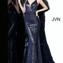 In Stock Mermaid Dresses Jovani JVN 4696 Size 2 Long Mermaid Sequin Prom Dress Evening Plunging Neckline Formal