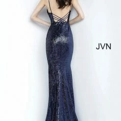 In Stock Mermaid Dresses Jovani JVN 4696 Size 2 Long Mermaid Sequin Prom Dress Evening Plunging Neckline Formal