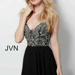 JVN By Jovani Jovani JVN47310 Embellished Bodice Homecoming Short Cocktail Dress Backless