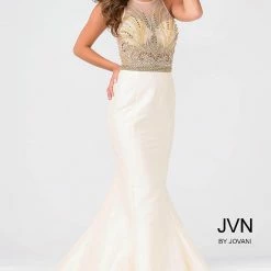 In Stock JVN By Jovani 47813 Nude Size 0 Mermaid Gown Prom Dress Pageant
