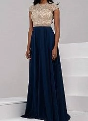 In Stock Jovani JVN 47897 Cap Sleeves Long Formal Dress Size 16 Navy Mother Of Gown