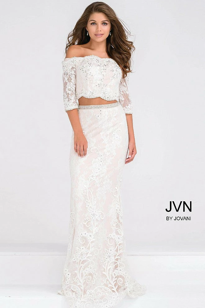 In Stock Long Sleeve Dresses Jovani JVN 47915 Size 8 Lace Two Piece Beaded Formal Evening Gown 4 In Stock Long Sleeve Dresses Jovani JVN 47915 Size 8 Lace Two Piece Beaded Formal Evening Gown