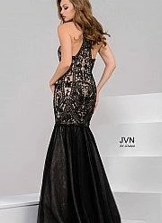 In Stock Jovani JVN 48702 Size 8 Black Mermaid Prom Dress Beaded High Neck Gown Mermaid Dresses
