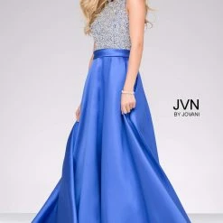 Discontinued Jovani JVN49432 Embellished Bodice A Line Prom Dress Pockets Ballgown High Neck