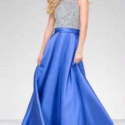 Discontinued Jovani JVN49432 Embellished Bodice A Line Prom Dress Pockets Ballgown High Neck