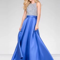 Discontinued Jovani JVN49432 Embellished Bodice A Line Prom Dress Pockets Ballgown High Neck