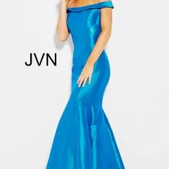 In Stock Jovani JVN 51863 Size 10 Off The Shoulder Mermaid Prom Dress Teal Pageant Gown