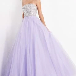 JVN By Jovani Jovani JVN52131 Strapless Crystal Tulle Prom Dress Ball Gown Formal Pageant Gown Ballgown Dresses