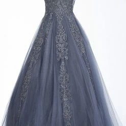 In Stock Ballgown Dresses Jovani JVN59046 Fuchsia Prom Dress Size 12 Sheer Tulle Lace High Neck Ballgown Formal Gown