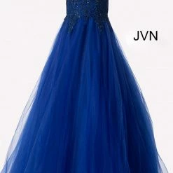 JVN By Jovani Jovani JVN59046 Sheer Tulle Lace High Neck Ballgown Prom Dress Formal Gown Ballgown Dresses