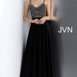Discontinued JVN By Jovani 59136 Embellished Bodice Chiffon Prom Dress