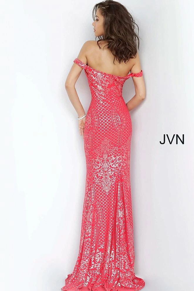 In Stock Jovani JVN60139 Size 6 Red Shimmer Prom Dress Long Glitter Gown Off The Shoulder 4 In Stock Jovani JVN60139 Size 6 Red Shimmer Prom Dress Long Glitter Gown Off The Shoulder