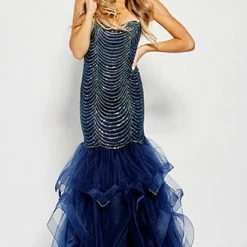 In Stock Jovani JVN60604 Size 8 Embellished Mermaid Ruffle Prom Dress Pageant 11 In Stock Jovani JVN60604 Size 8 Embellished Mermaid Ruffle Prom Dress Pageant
