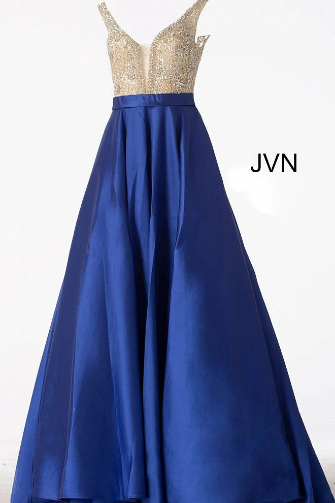 In Stock Jovani JVN60696 Size 0, 2, 8 Royal Ballgown A Line Prom Dress Plunging Neckline Ballgown Dresses 3 In Stock Jovani JVN60696 Size 0, 2, 8 Royal Ballgown A Line Prom Dress Plunging Neckline Ballgown Dresses