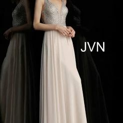 Discontinued JVN By Jovani 62409 Sleeveless Embellished Bodice Long Prom Dress