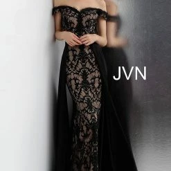 In Stock Jovani JVN62489 Ivory Nude Size 14 Prom Dress Wedding Dress Lace Fitted Gown