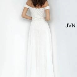 In Stock Jovani JVN62489 Ivory Nude Size 14 Prom Dress Wedding Dress Lace Fitted Gown