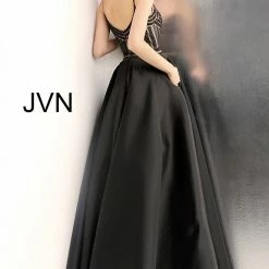 In Stock Ballgown Dresses Jovani JVN62510 Black Size 8 A Line Prom Dress Embellished Evening Gown Ballgown