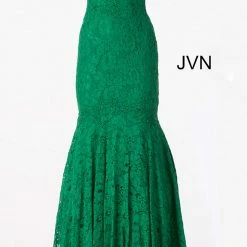 In Stock Mermaid Dresses Jovani JVN62564 Size 8 Long Lace Off The Shoulder Mermaid Prom Dress Evening Gown