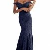 In Stock Jovani JVN 62564 Size 8 Long Lace Off The Shoulder Mermaid Prom Dress Evening Gown