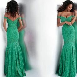 In Stock Mermaid Dresses Jovani JVN62564 Size 8 Long Lace Off The Shoulder Mermaid Prom Dress Evening Gown