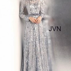 Discontinued Long Sleeve Dresses JVN By Jovani 62711 Long Sleeve Sequin Embellished Evening Gown 12 Discontinued Long Sleeve Dresses JVN By Jovani 62711 Long Sleeve Sequin Embellished Evening Gown