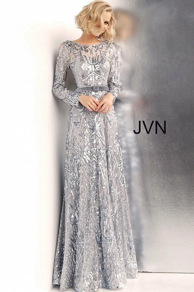 Discontinued Long Sleeve Dresses JVN By Jovani 62711 Long Sleeve Sequin Embellished Evening Gown 5 Discontinued Long Sleeve Dresses JVN By Jovani 62711 Long Sleeve Sequin Embellished Evening Gown