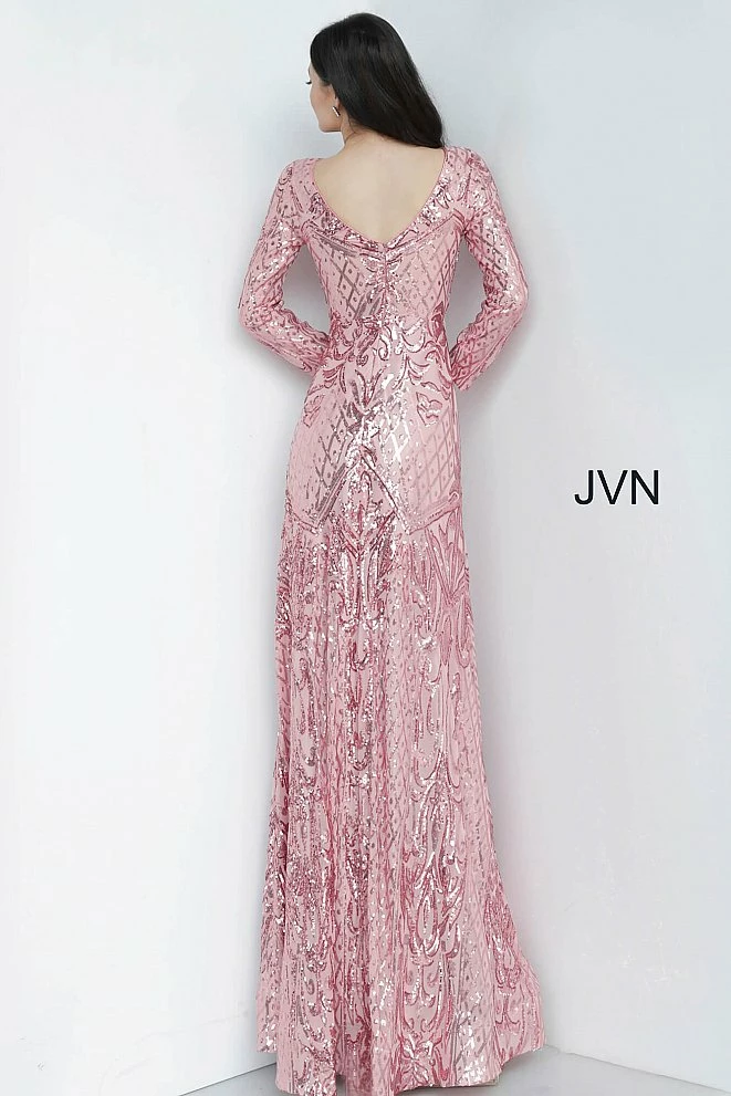 Discontinued Long Sleeve Dresses JVN By Jovani 62711 Long Sleeve Sequin Embellished Evening Gown 9 Discontinued Long Sleeve Dresses JVN By Jovani 62711 Long Sleeve Sequin Embellished Evening Gown