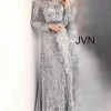Discontinued Long Sleeve Dresses JVN By Jovani 62711 Long Sleeve Sequin Embellished Evening Gown
