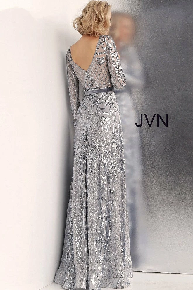 Discontinued Long Sleeve Dresses JVN By Jovani 62711 Long Sleeve Sequin Embellished Evening Gown 7 Discontinued Long Sleeve Dresses JVN By Jovani 62711 Long Sleeve Sequin Embellished Evening Gown