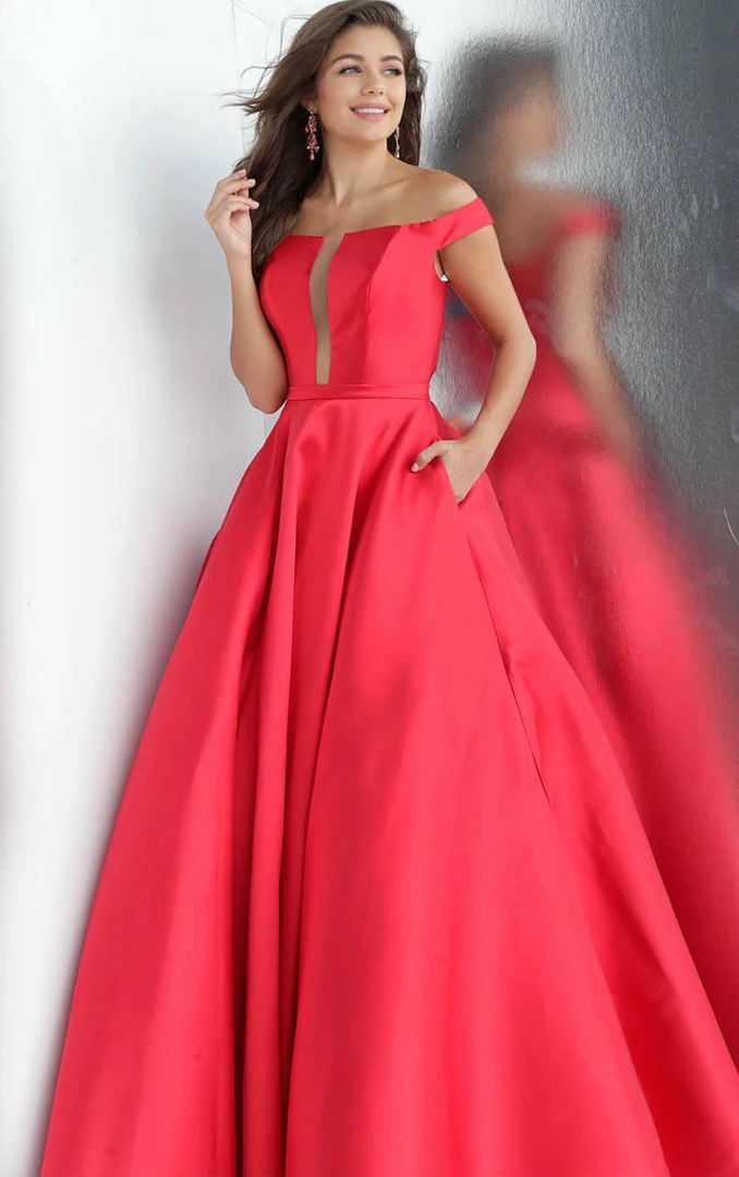 Discontinued JVN By Jovani JVN62743 Off The Shoulder Prom Dress Ball Gown With Pockets 4 Discontinued JVN By Jovani JVN62743 Off The Shoulder Prom Dress Ball Gown With Pockets