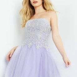 JVN By Jovani Jovani JVN63635 Embroidered Short Fit And Flare Homecoming Dress Cocktail Dress