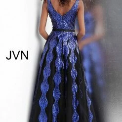 Discontinued Jovani JVN 64158 Sequin Embellished A Line Prom Dress V Neck Ballgown Ballgown Dresses