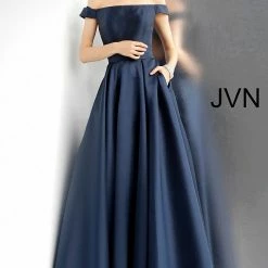 Discontinued JVN By Jovani 64231 Off The Shoulder Open Back Prom Dress Ball Gown Ballgown Dresses