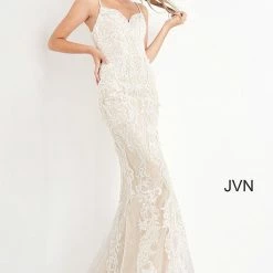 In Stock Mermaid Dresses Jovani JVN65529 Size 10 Long Lace Fitted Prom Dress Embellished Wedding Bridal Gown