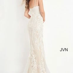 In Stock Mermaid Dresses Jovani JVN65529 Size 10 Long Lace Fitted Prom Dress Embellished Wedding Bridal Gown