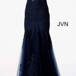 In Stock Jovani JVN65688 Size 14 Long Fitted Sheer Lace Prom Dress Mermaid Off Shoulder Gown
