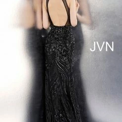 In Stock Long Sleeve Dresses Jovani JVN66261 Gold Sizes 2, Prom Dress Sequin Backless Formal Gown