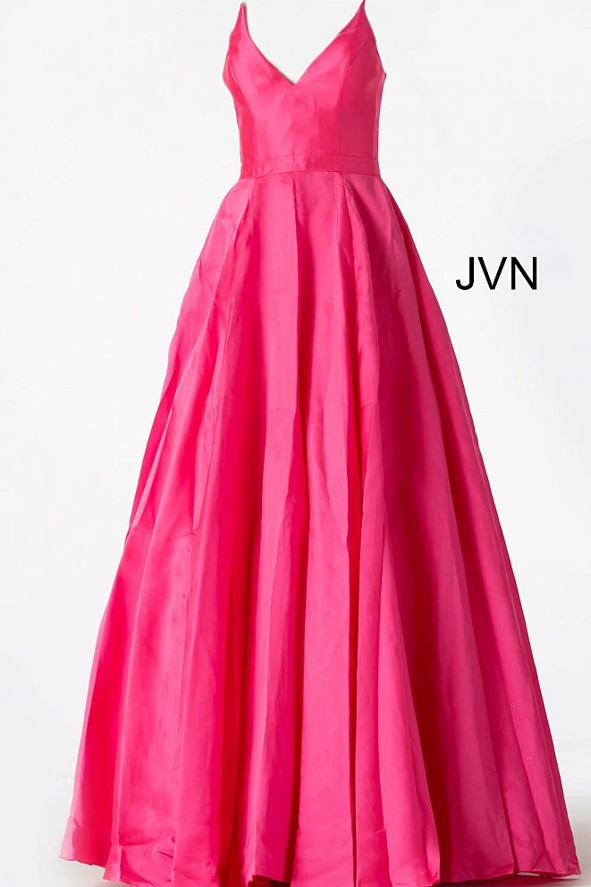 JVN By Jovani Jovani JVN66673 Satin Ball Gown Prom Dress Pleated Skirt V Neck Spaghetti Straps Ballgown Dresses 11 JVN By Jovani Jovani JVN66673 Satin Ball Gown Prom Dress Pleated Skirt V Neck Spaghetti Straps Ballgown Dresses