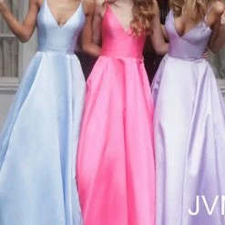 JVN By Jovani Jovani JVN66673 Satin Ball Gown Prom Dress Pleated Skirt V Neck Spaghetti Straps Ballgown Dresses 26 JVN By Jovani Jovani JVN66673 Satin Ball Gown Prom Dress Pleated Skirt V Neck Spaghetti Straps Ballgown Dresses