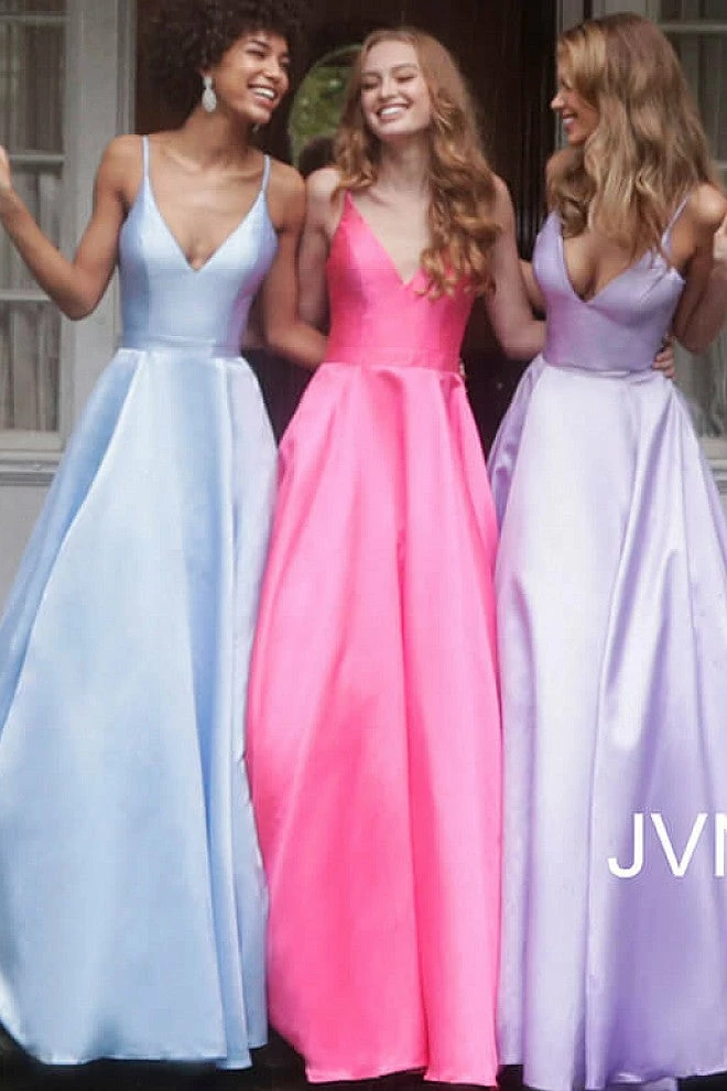JVN By Jovani Jovani JVN66673 Satin Ball Gown Prom Dress Pleated Skirt V Neck Spaghetti Straps Ballgown Dresses 6 JVN By Jovani Jovani JVN66673 Satin Ball Gown Prom Dress Pleated Skirt V Neck Spaghetti Straps Ballgown Dresses