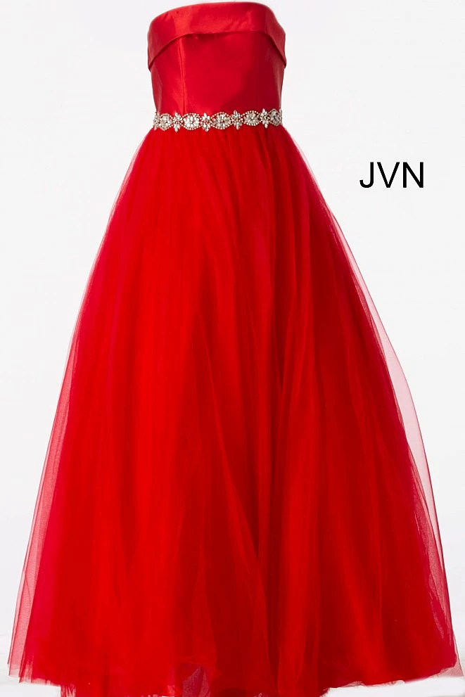 In Stock Ballgown Dresses Jovani JVN66687 Size 0 Red Prom Dress Pageant Gown Straight Lapel Neck Ballgown 3 In Stock Ballgown Dresses Jovani JVN66687 Size 0 Red Prom Dress Pageant Gown Straight Lapel Neck Ballgown