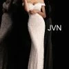 In Stock Jovani JVN66695 Blush Size 10 Lace Pearls Embellished Prom Dress Pageant Gown