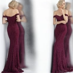 In Stock Jovani JVN 66695 Navy Size 4 Lace Pearls Embellished Prom Dress Pageant Gown