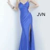 JVN By Jovani Jovani JVN66714 Ruched Bodice Satin Fitted Prom Dress Evening Gown Side Slit 2 JVN By Jovani Jovani JVN66714 Ruched Bodice Satin Fitted Prom Dress Evening Gown Side Slit
