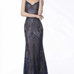 In Stock Long Sleeve Dresses Jovani JVN66960 Fitted Size 6 Long Sequin Lace Fitted Prom Dress Gown Evening