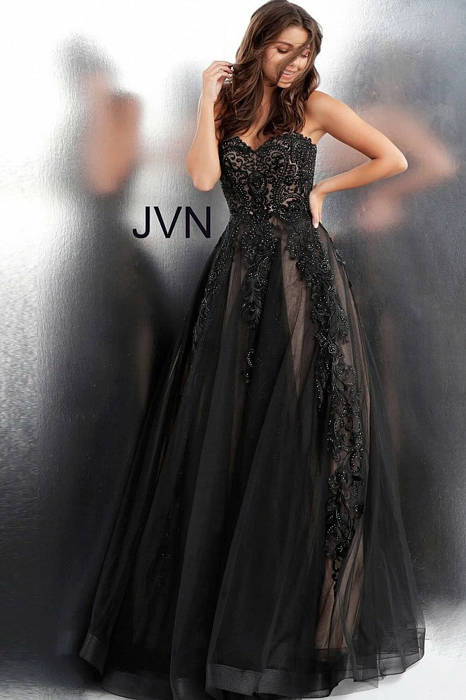 JVN By Jovani Jovani JVN66970 Long Lace Embellished Ball Gown Prom Dress Tulle Sweetheart Ballgown Dresses 10 JVN By Jovani Jovani JVN66970 Long Lace Embellished Ball Gown Prom Dress Tulle Sweetheart Ballgown Dresses